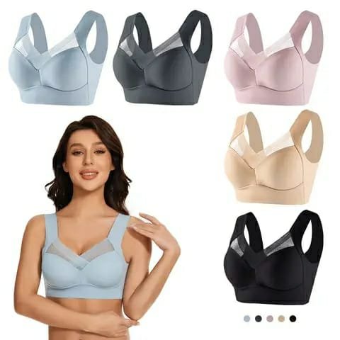 ComfortLift Seamless Mesh Panel Bra – Full Support Wireless Fit
