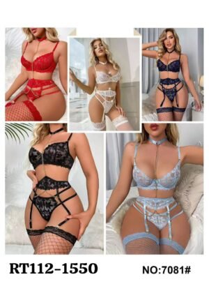 Elegant Chain Detail Lace Lingerie Set – High Waist Harness Glamour